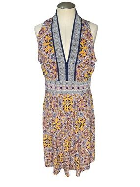 Wisp Yellow Boho Paisley Sleeveless Dress Size 12 Mixed Print